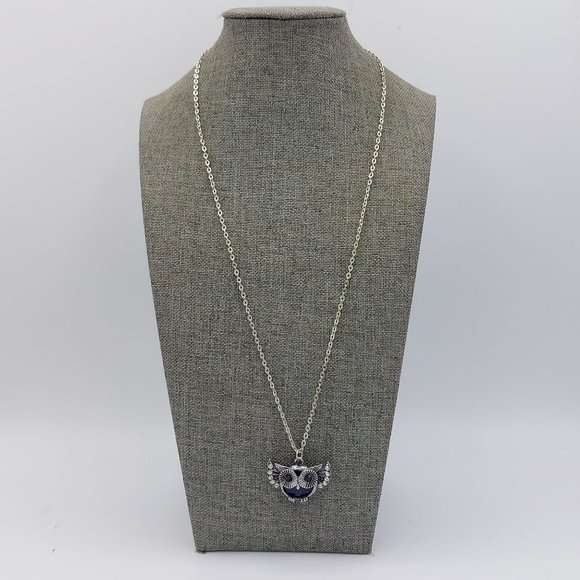 New On Tag Fashoin Jewelry Fetish Owl Silver Toned Black Faceted and Rhinestone - Picture 1 of 8